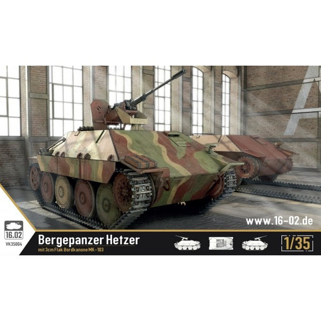 16.02.de Bergepanzer Hetzer Tank (VK35004) with 3cm Flak Bordkanone MK - 103 1/35 Scale - The Scale Model Stash