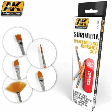 AK Interactive - Survival Weathering Brushes Set - The Scale Model Stash