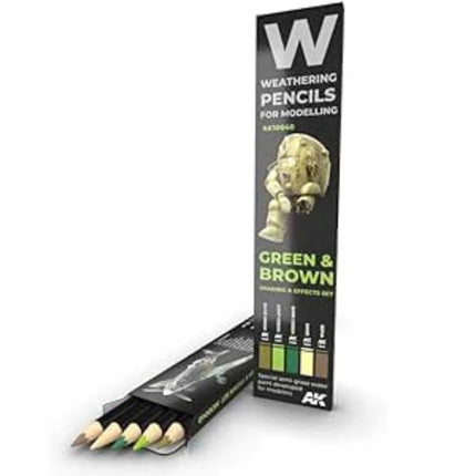 AK Interactive - Weathering Pencils for Modelling - Green and Brown Shading and Effects - The Scale Model Stash