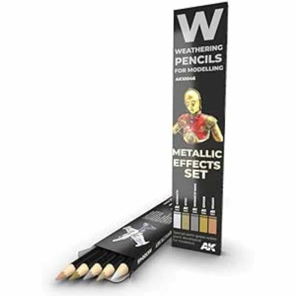 AK - Weathering Pencils for Modelling - Metallic Effects Set - The Scale Model Stash