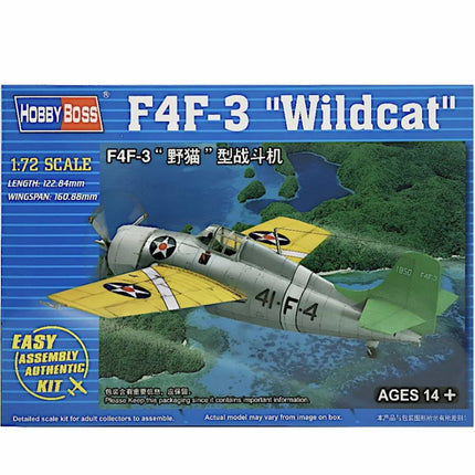 Hobby Boss - F4F - 3 Wildcat 1/72 Easy Assembly Authentic Kit - The Scale Model Stash