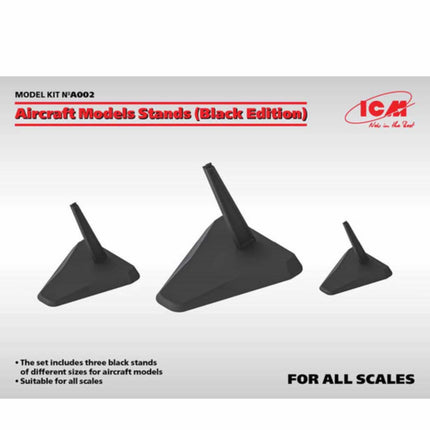 ICM - Aircraft Models Stands (Black Edition) For All Scales - The Scale Model Stash