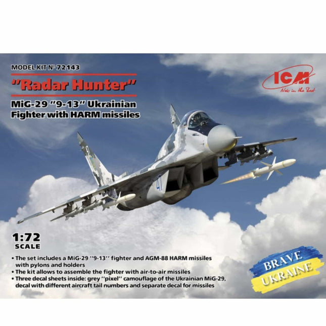 ICM - Radar Hunter MiG - 29 '9 - 13' Ukrainian Fighter with HARM missiles 1/72 - The Scale Model Stash