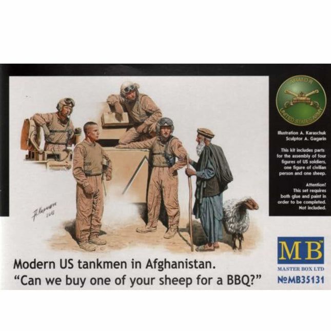 Masterbox - Modern US Tankmen in Afghanistan. "Can we buy one of your sheep for the BBQ?" 1/35 - The Scale Model Stash