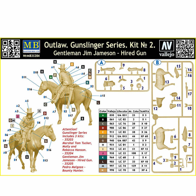 Masterbox - Outlaw Gunslinger Series Kit No.2 Gentleman Jim Jameson Hired Gun 1/35 - The Scale Model Stash