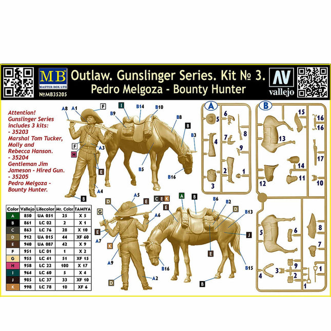 Masterbox - Outlaw Gunslinger Series Kit No.3 Pedro Melgoza Bounty Hunter 1/35 - The Scale Model Stash