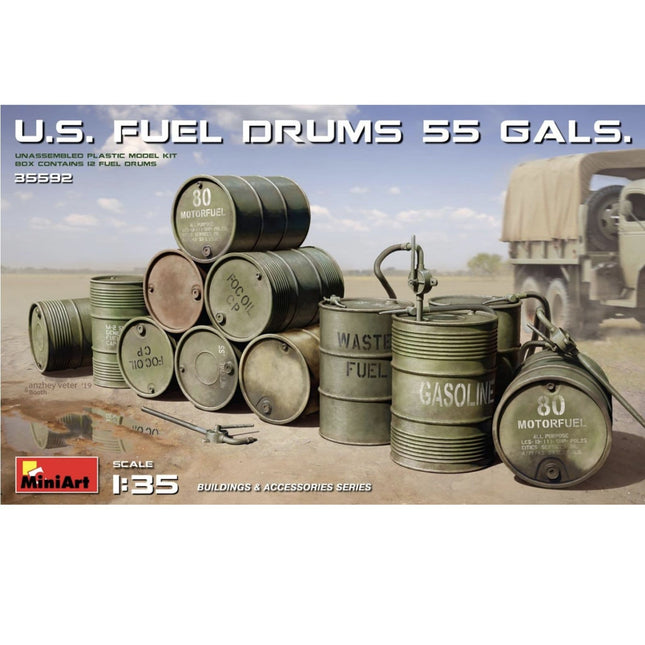 Mini Art - U.S. Fuel Drums 55 Gals 1/35 - The Scale Model Stash