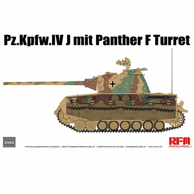 Ryefield Model Pz.Kpfw.IV (Panzerkampfwagen IV) J mit Panther F Turret 1/35 Scale (RM5068) - The Scale Model Stash